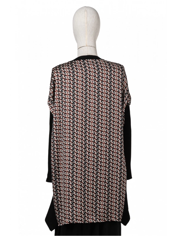 İNVEE 6252 Siyah Triko - Şifon Mix Tunik