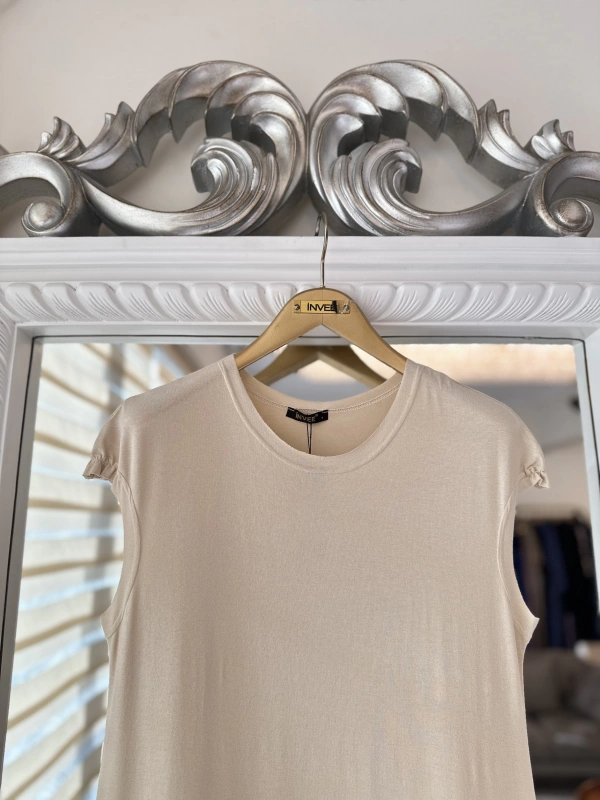 İNVEE 6308 Eteği Fırfır Detaylı İç Elbise - Bej