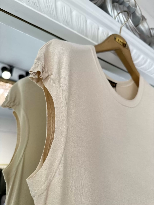 İNVEE 6308 Eteği Fırfır Detaylı İç Elbise - Bej