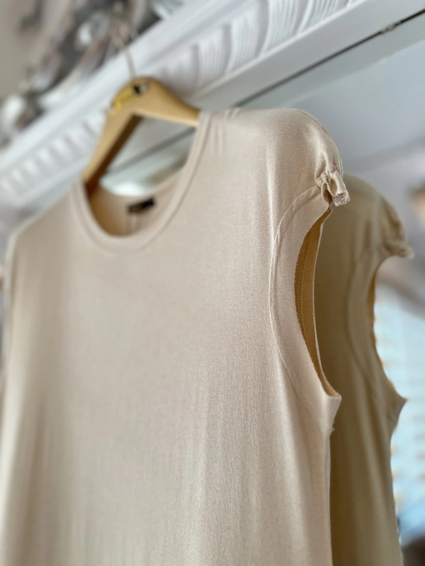 İNVEE 6308 Eteği Fırfır Detaylı İç Elbise - Bej