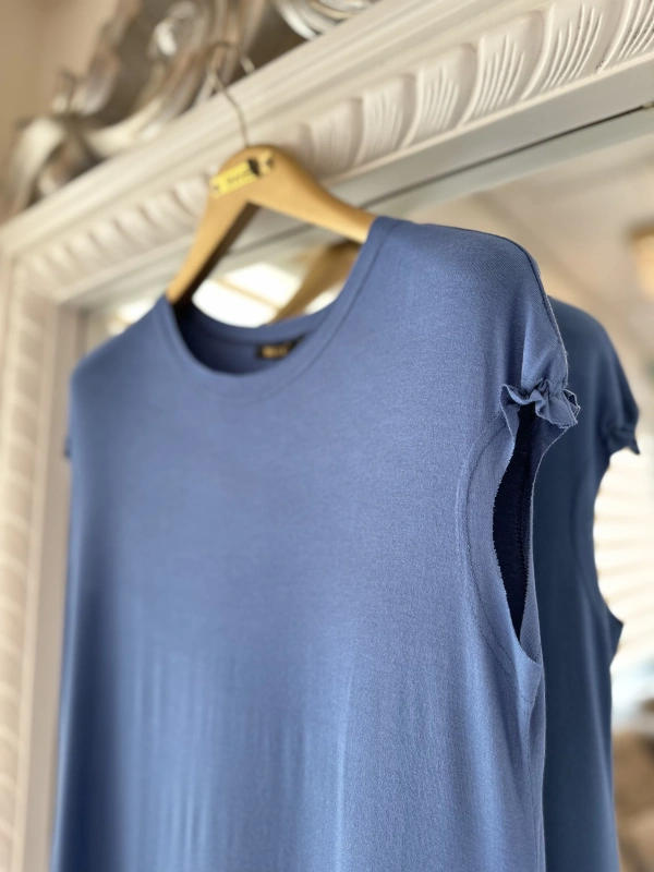 İNVEE 6308 Eteği Fırfır Detaylı İç Elbise - İndigo