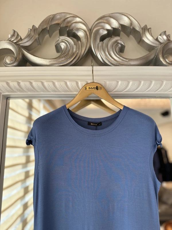 İNVEE 6308 Eteği Fırfır Detaylı İç Elbise - İndigo