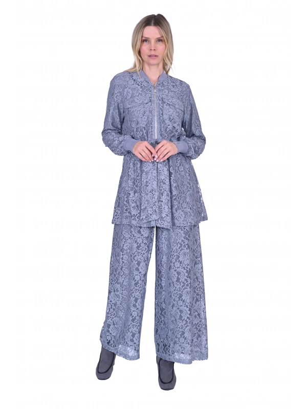İNVEE 6352 Dantelli Takım - Gri