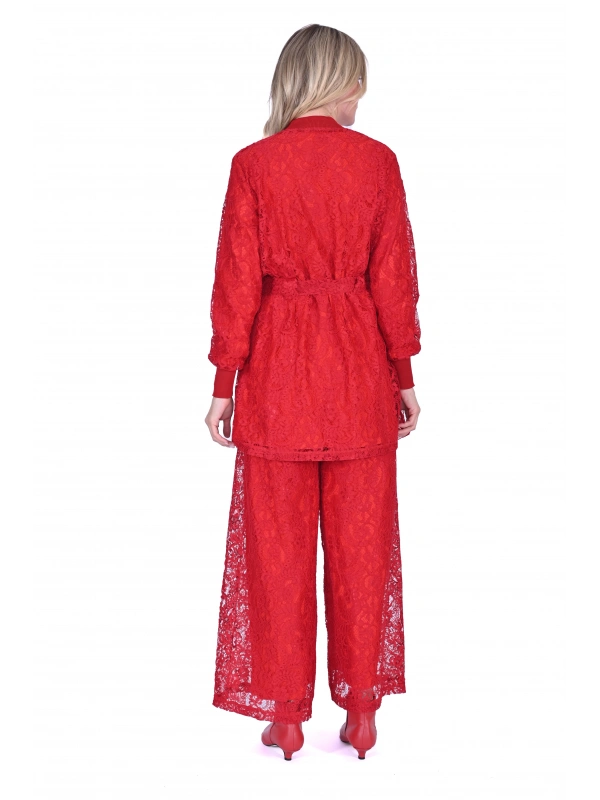 İNVEE 6352 Dantelli Takım - Kırmızı