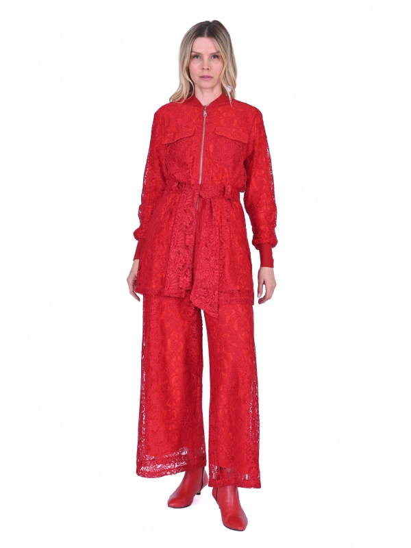 İNVEE 6352 Dantelli Takım - Kırmızı