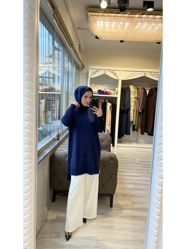 İNVEE 6367 Lacivert Triko Tunik