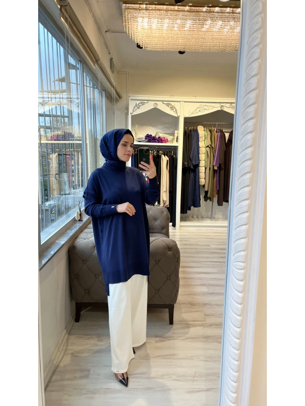 İNVEE 6367 Lacivert Triko Tunik