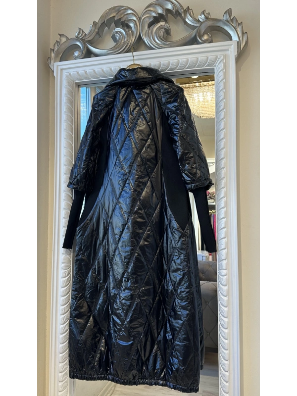 İNVEE 6378 Parlak Siyah Kapitone Mont