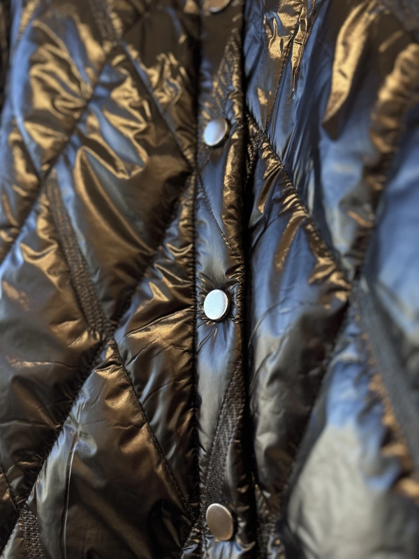 İNVEE 6378 Parlak Siyah Kapitone Mont