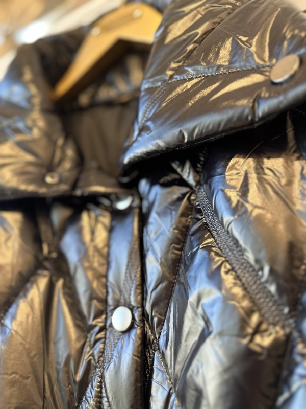 İNVEE 6378 Parlak Siyah Kapitone Mont