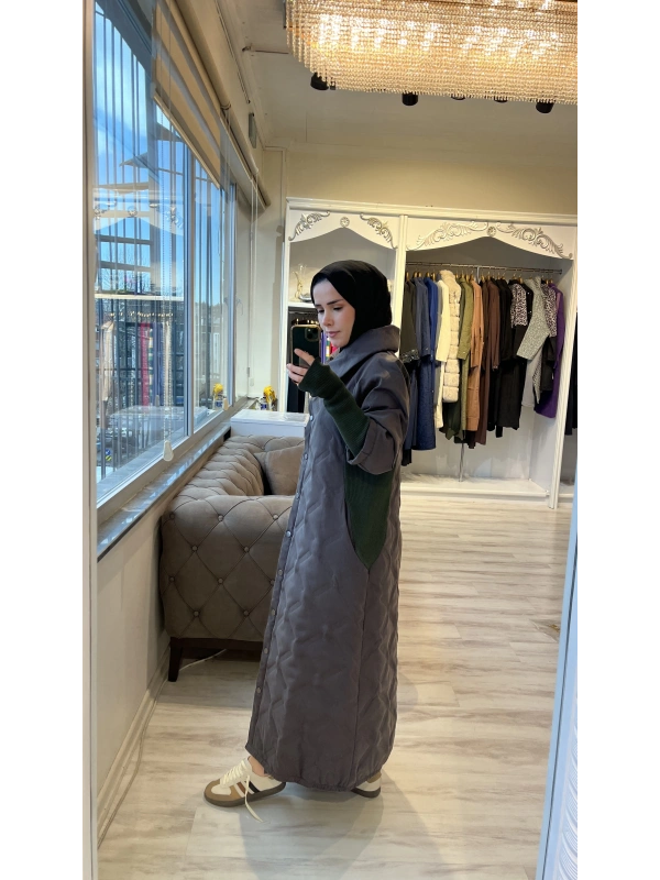 İNVEE 6378 Haki Kapitone Mont