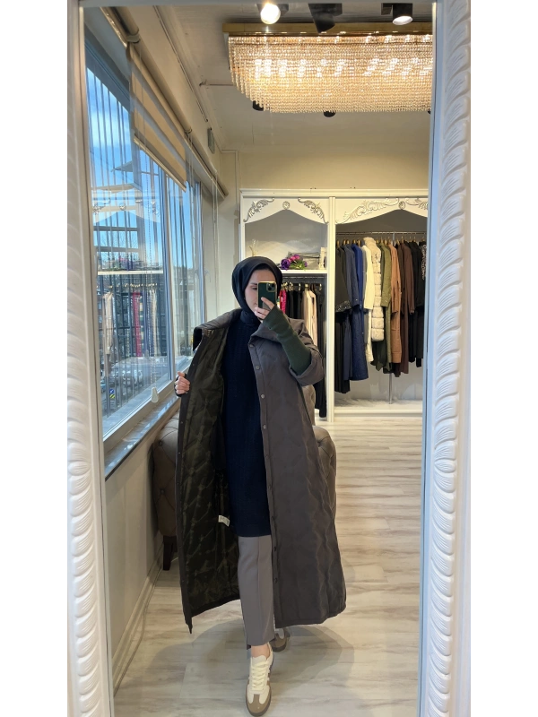 İNVEE 6378 Haki Kapitone Mont