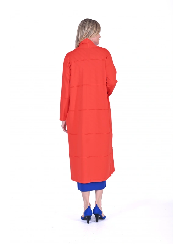 İNVEE 6402 Broş Detaylı Triko Hırka - Oranj