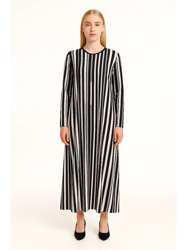 İNVEE 6407 Siyah Triko Elbise