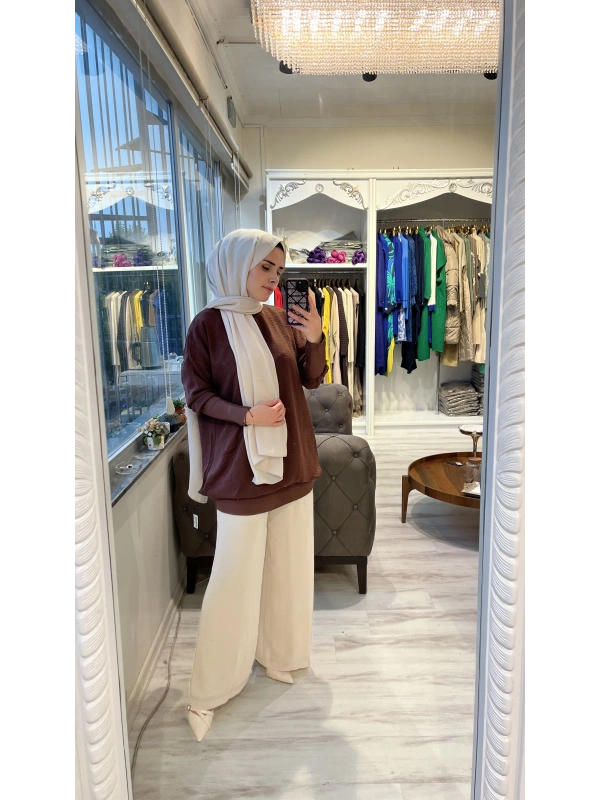 İNVEE 6419 Kakao Kahve Caz Tunik