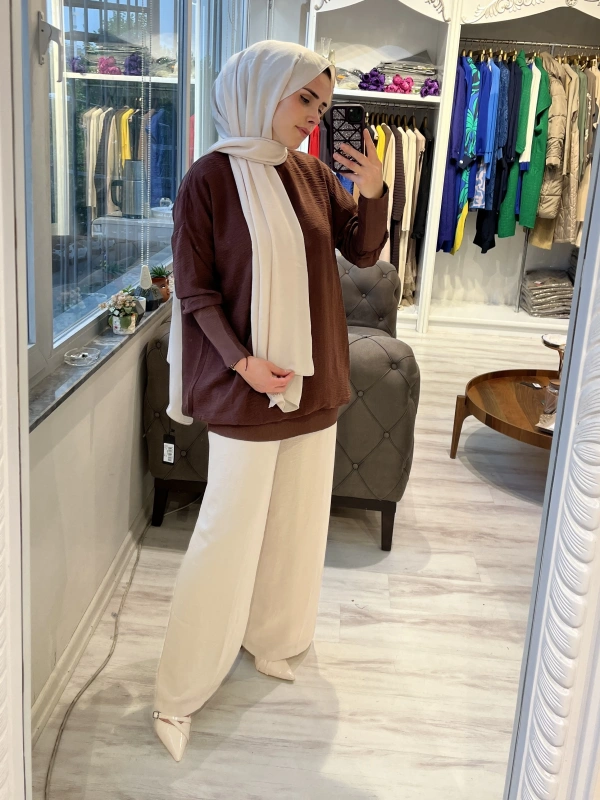 İNVEE 6419 Kakao Kahve Caz Tunik