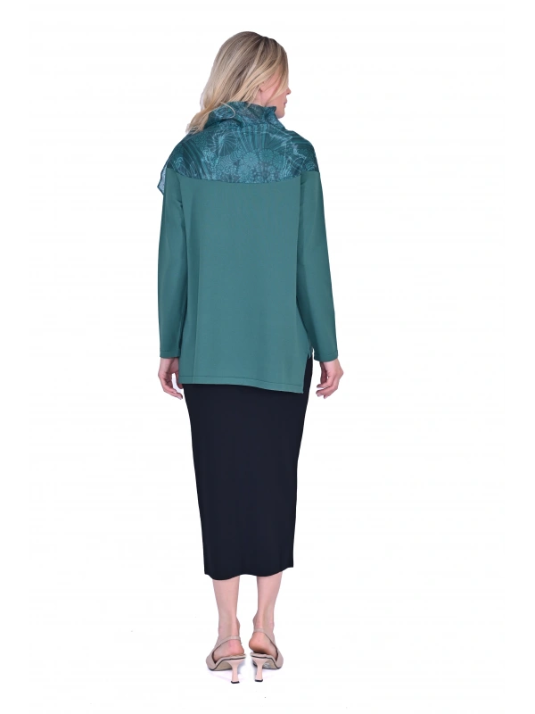 İNVEE 6604 Organze Yakalı Triko Tunik