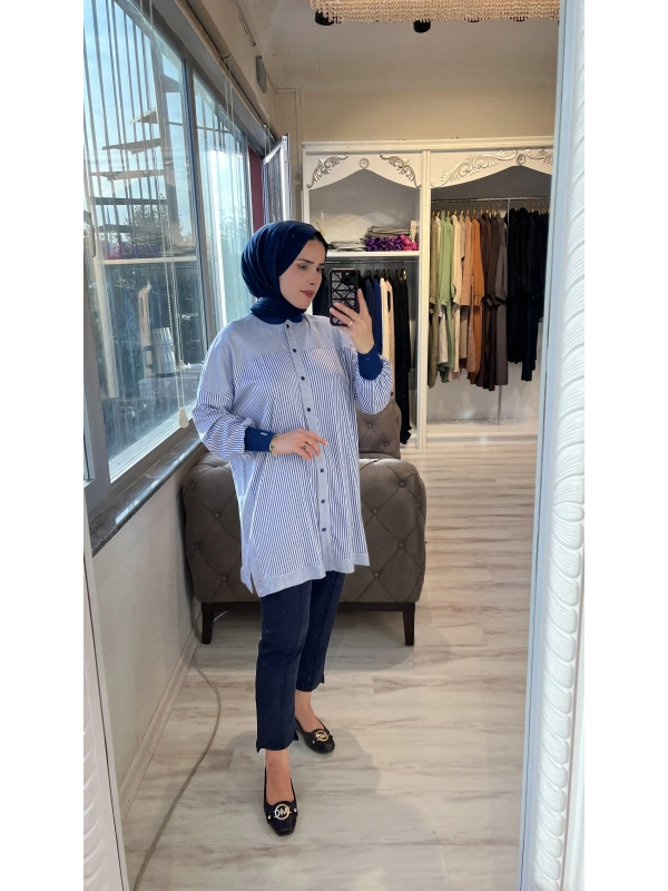 İNVEE 6652 İndigo Gömlek