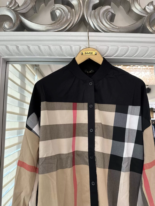 İNVEE 6652 Siyah-Camel Gömlek