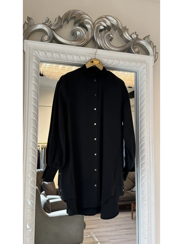 İNVEE 6674M Modal Gömlek - Siyah