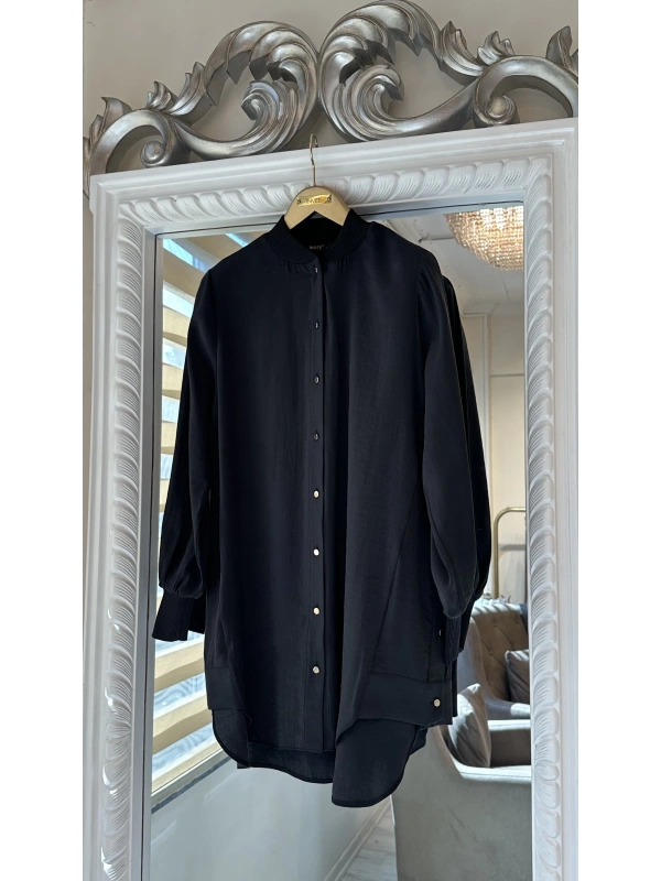 İNVEE 6674M Modal Gömlek - Siyah