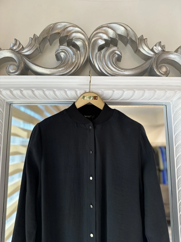 İNVEE 6674M Modal Gömlek - Siyah