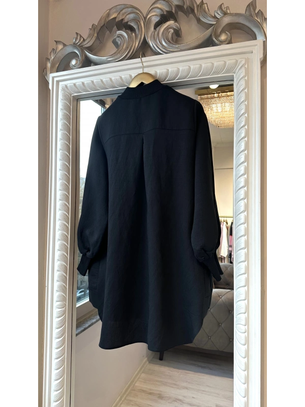 İNVEE Düğme Detaylı Geniş Gömlek - Siyah