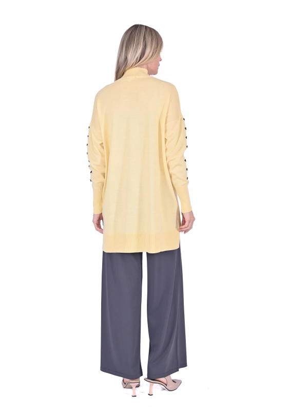 İNVEE 6705 Yün Karışımlı Sarı Triko Tunik