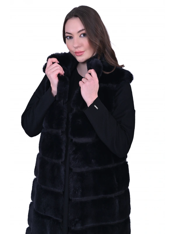 İNVEE 6716 Suni Kürk Yelek - Siyah