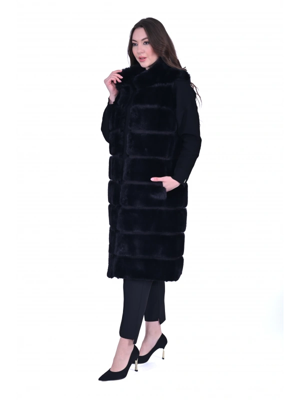 İNVEE 6716 Suni Kürk Yelek - Siyah