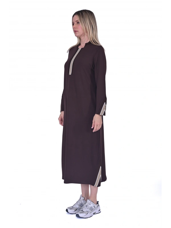 INVEE 6754 İki İplik Kahve Elbise