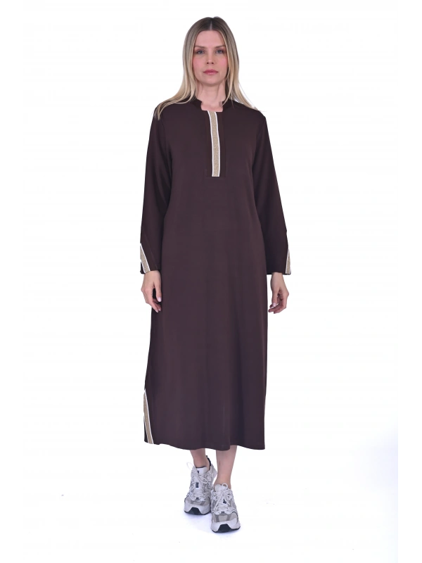 INVEE 6754 İki İplik Kahve Elbise