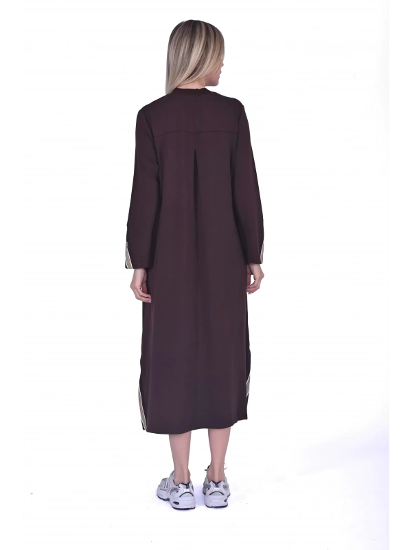 INVEE 6754 İki İplik Kahve Elbise