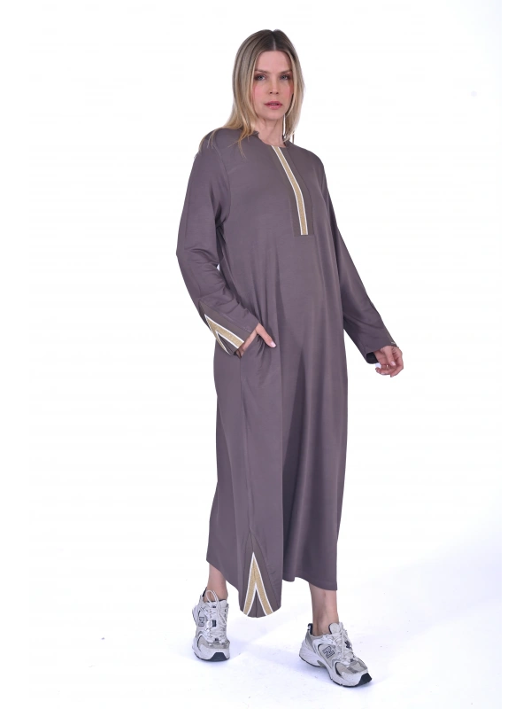 INVEE 6754 İki İplik Vizon Elbise