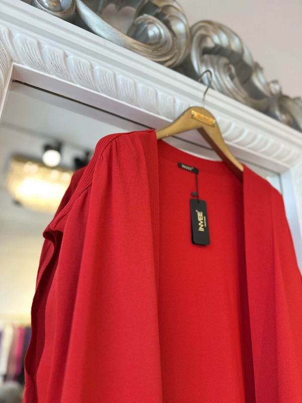 İNVEE 6765 Triko Yelek - Kırmızı