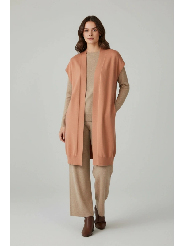 İNVEE 6765 Triko Yelek - Soğan Kabuğu