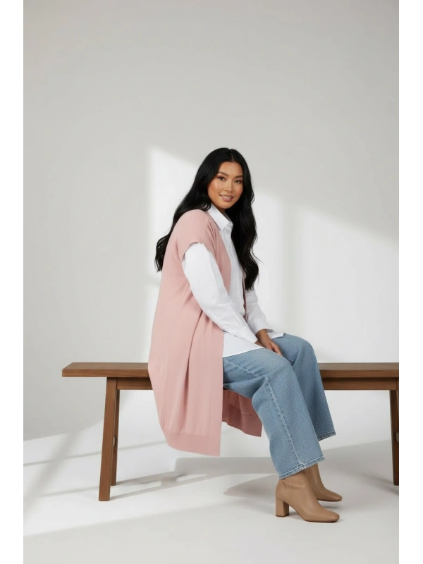 İNVEE 6765 Triko Yelek - Somon