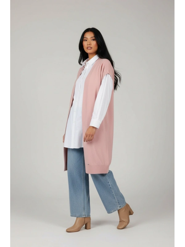 İNVEE 6765 Triko Yelek - Somon