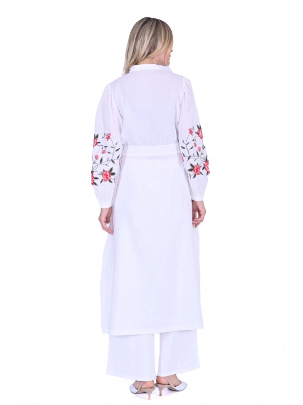 INVEE 6779 Keten Ekru Gömlek Elbise