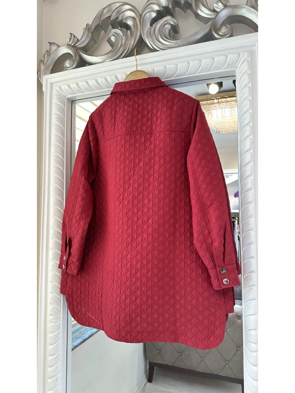 İNVEE 6827 Desenli Kapitone Ceket - Bordo