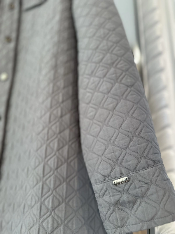 İNVEE 6827 Desenli Kapitone Ceket - Gri