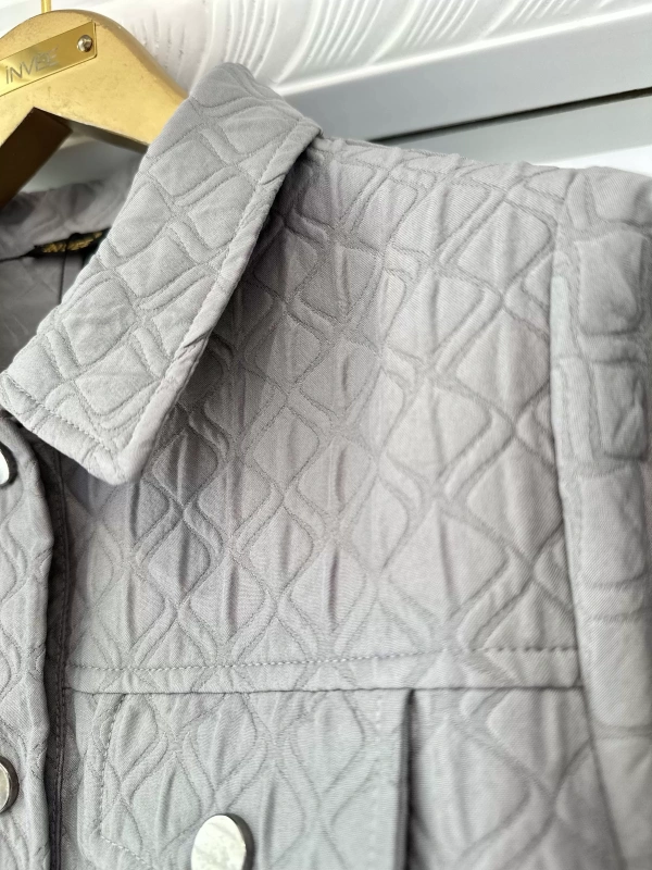 İNVEE 6827 Desenli Kapitone Ceket - Gri