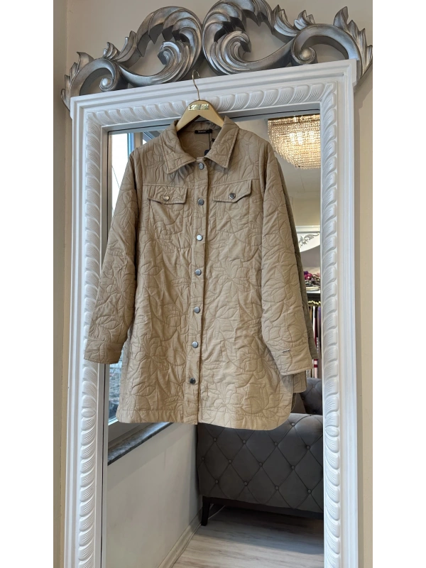 İNVEE 6827 Desenli Kapitone Ceket - Camel