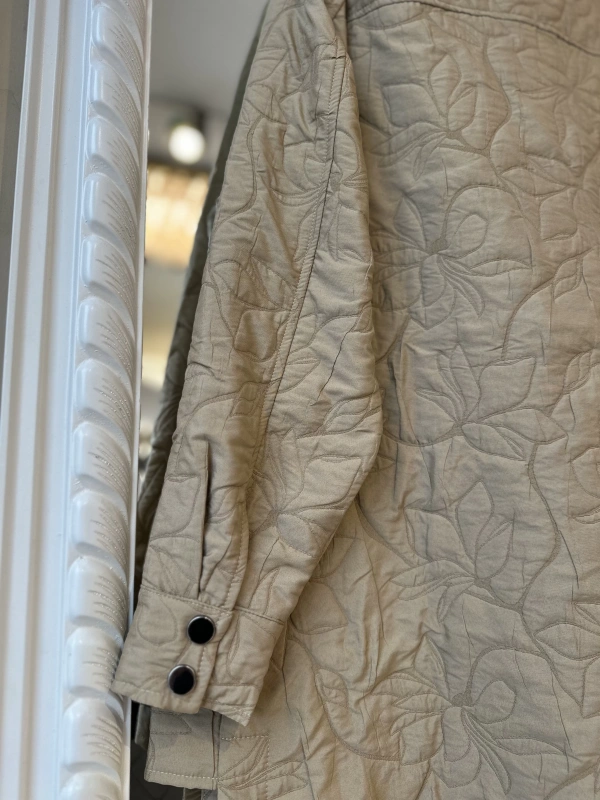 İNVEE 6827 Desenli Kapitone Ceket - Camel