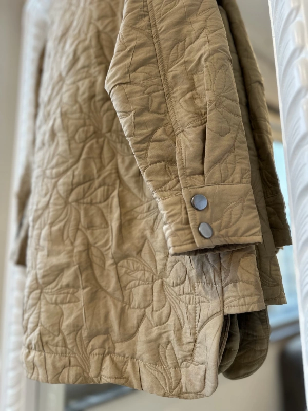 İNVEE 6827 Desenli Kapitone Ceket - Camel