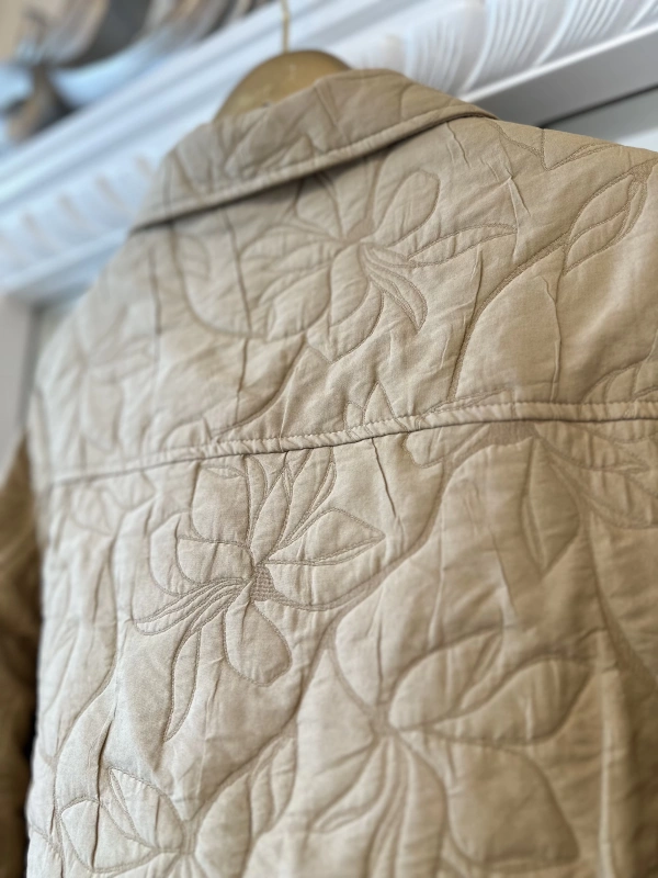 İNVEE 6827 Desenli Kapitone Ceket - Camel