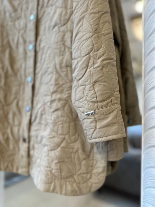 İNVEE 6827 Desenli Kapitone Ceket - Camel