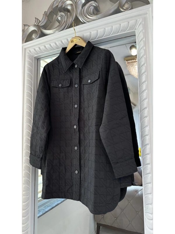 İNVEE 6827 Kapitone Siyah Ceket