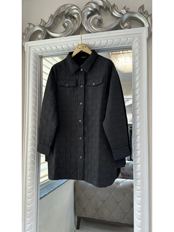 İNVEE 6827 Kapitone Siyah Ceket