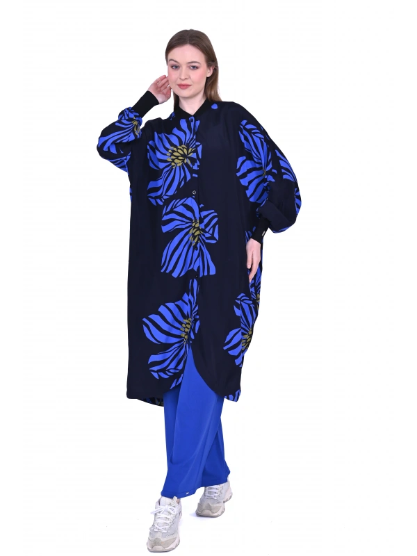 İNVEE 6832 Desenli Geniş Kalıp Gömlek